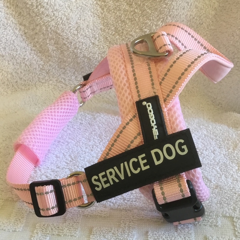 Fayogoo SERVICE DOG Pink Reflective Mesh Dog Harness
